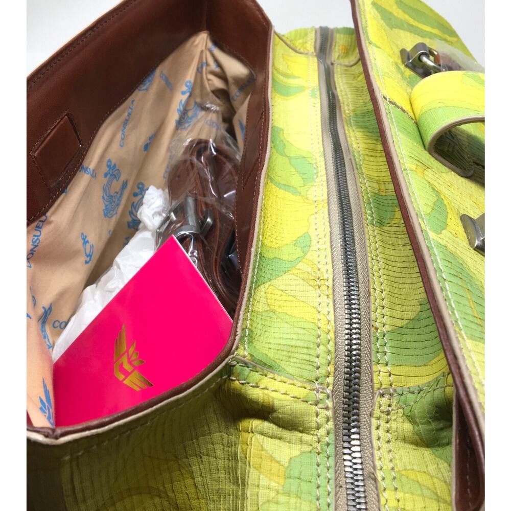 Consuela Chartreuse St. Tropez Yellow & Green Vintage Large Signature Handbag - Picture 6 of 7